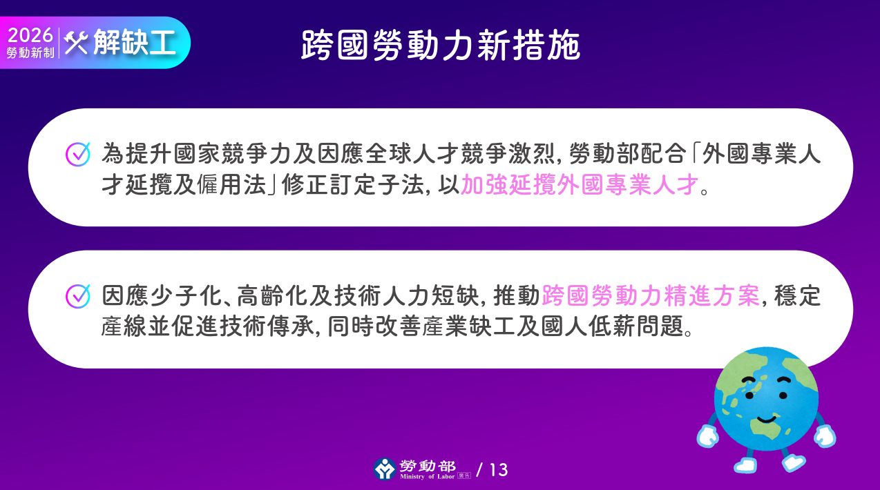 跨國勞動力新措施與人才延攬