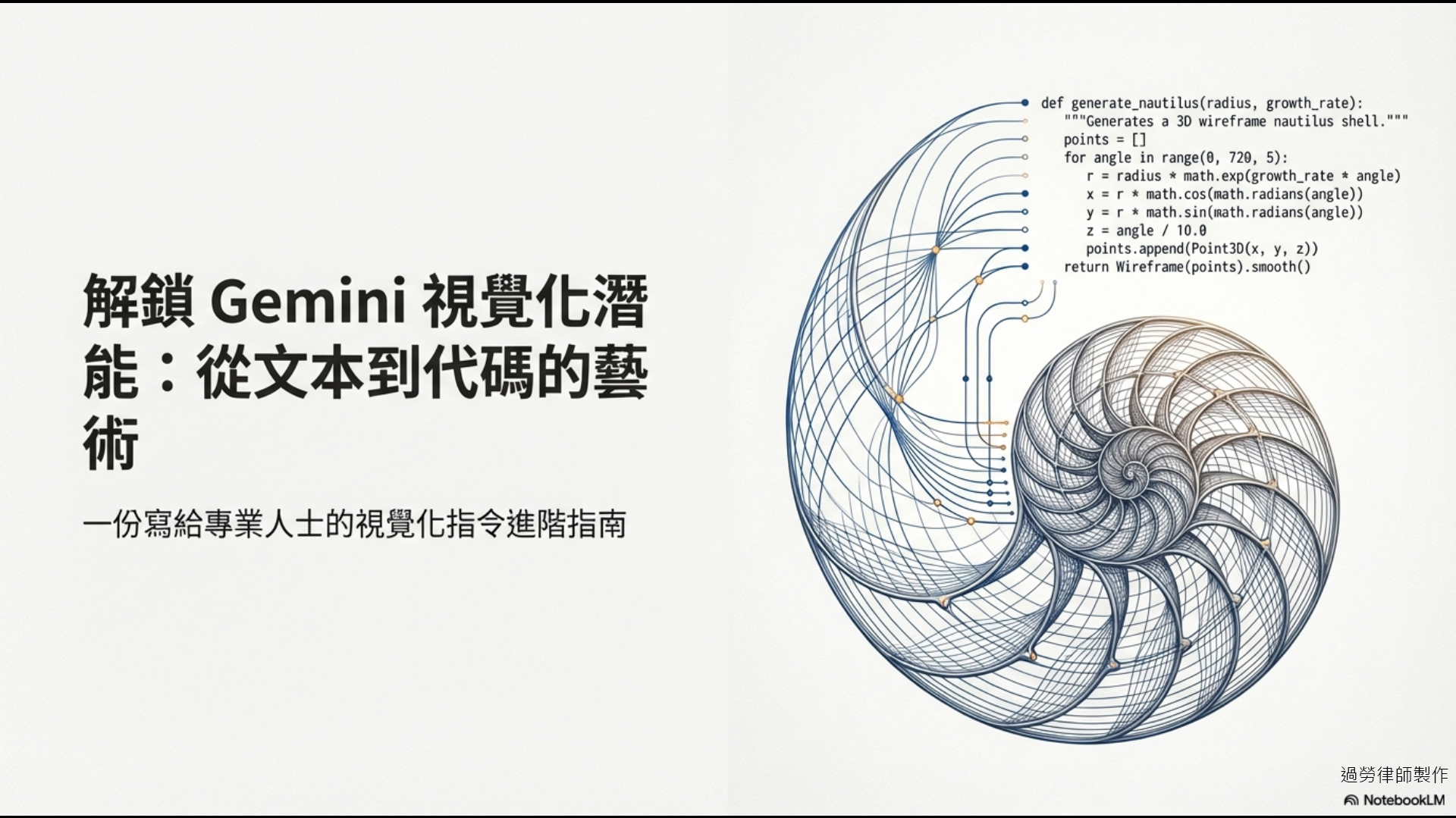 封面：幾何鸚鵡螺與程式碼
